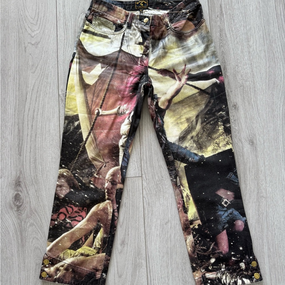 Vivienne Westwood Graphic Print Jeans with Multicolor Design, Vintage, size 28